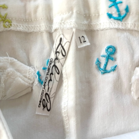 NWOT Lulu-B Anchor Skirt White with multicolor Embroidered Anchors SZ 12 - Picture 7 of 11
